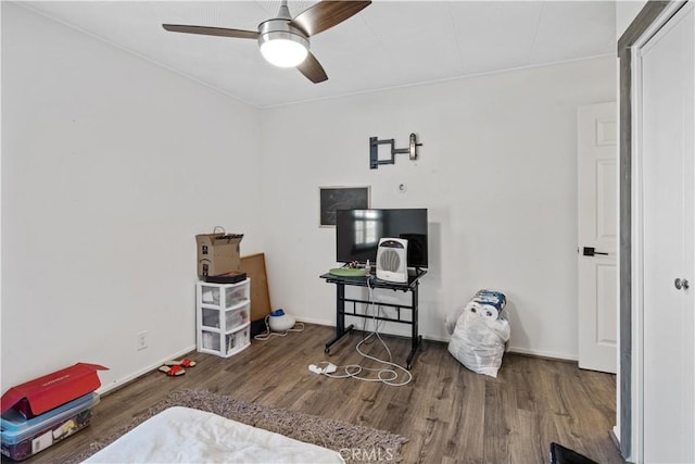 miscellaneous room featuring hardwood / wood-style flooring and ceiling fan