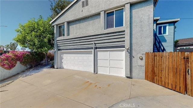 exterior space with a garage