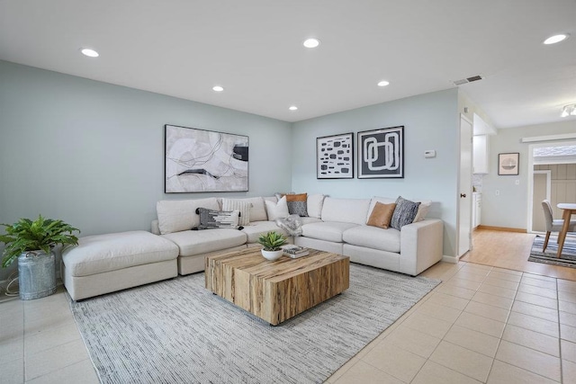 view of tiled living room