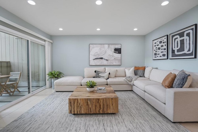 view of tiled living room