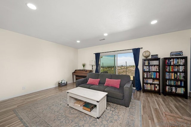 living room featuring light wood-type flooring