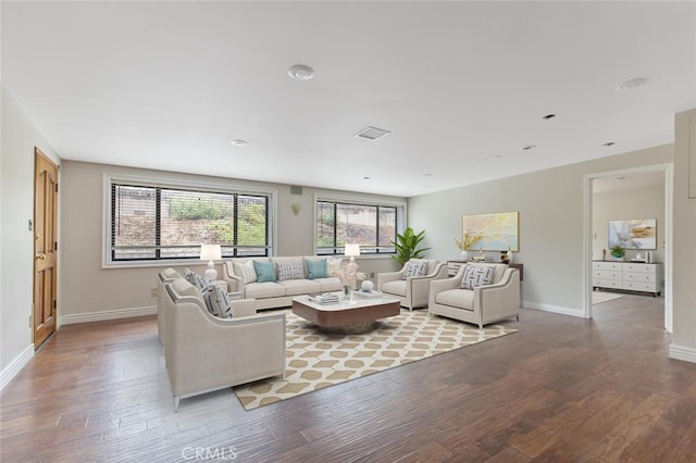 living room featuring light wood-type flooring