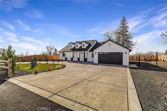 modern farmhouse with a garage