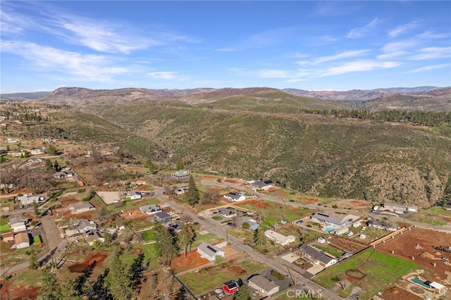 birds eye view of property featuring a mountain view