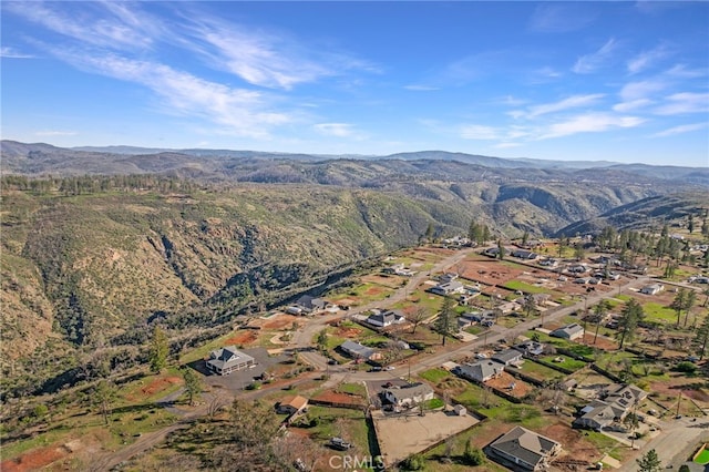 birds eye view of property featuring a mountain view