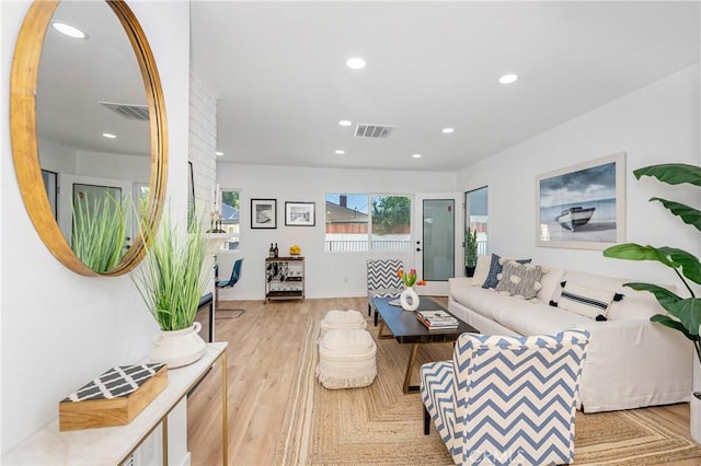 living room featuring light hardwood / wood-style floors