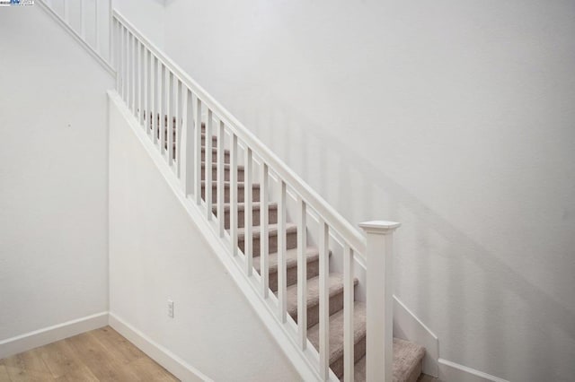 staircase featuring wood-type flooring