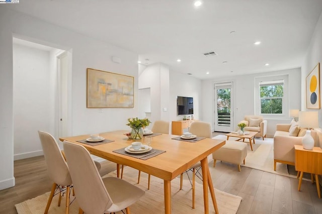 dining area featuring light hardwood / wood-style flooring