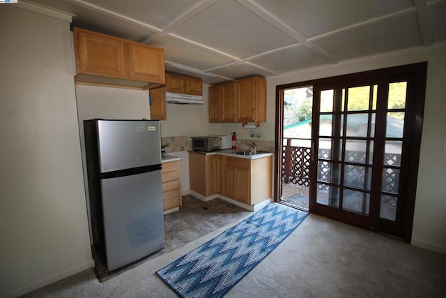 kitchen with stainless steel refrigerator