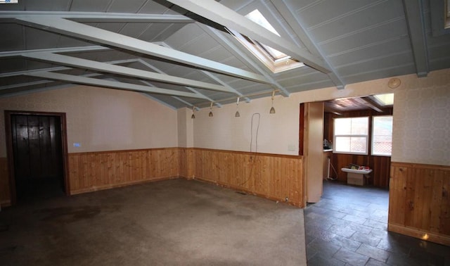 basement with wooden walls