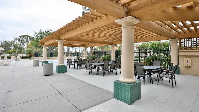 view of patio / terrace featuring a pergola