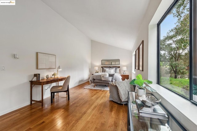 interior space with high vaulted ceiling and light hardwood / wood-style floors