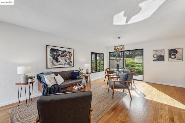 living room with light wood-type flooring