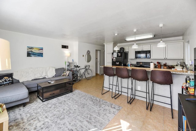 view of tiled living room