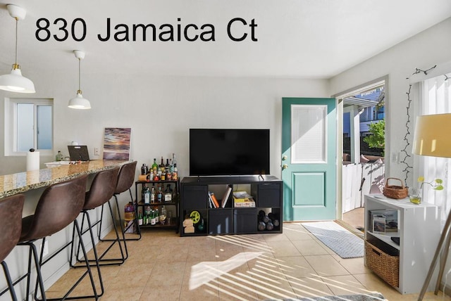 view of tiled living room