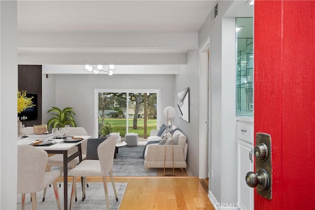 dining room with light wood-type flooring