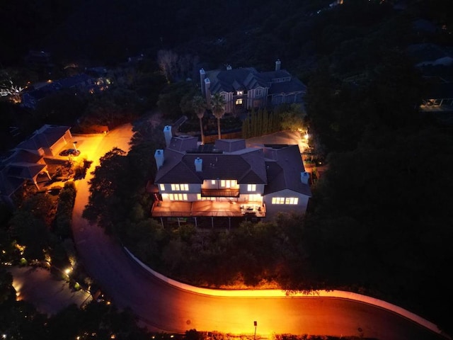 view of aerial view at twilight