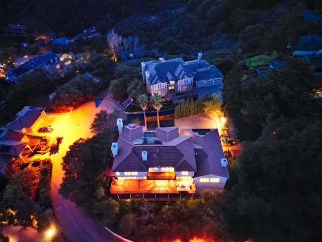 view of aerial view at twilight