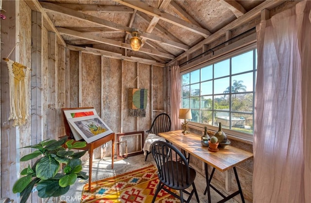 interior space with vaulted ceiling