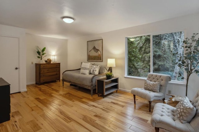 living area with light wood-type flooring