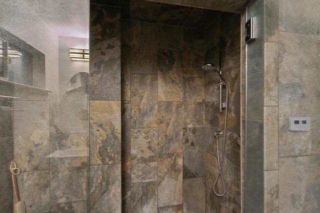 interior details featuring tiled shower