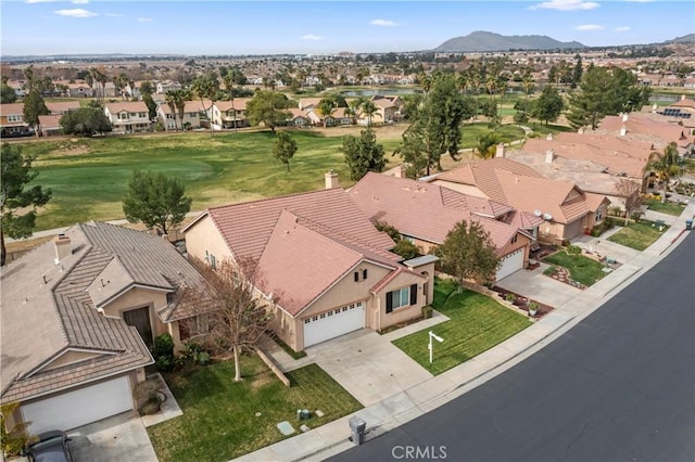 drone / aerial view with a mountain view