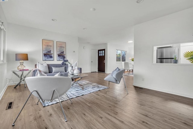 living room with light wood-type flooring