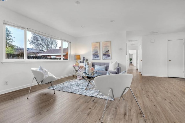 living room with hardwood / wood-style flooring