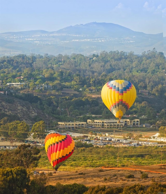 birds eye view of property with a mountain view