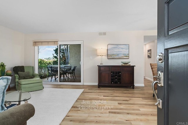 living room featuring light hardwood / wood-style flooring