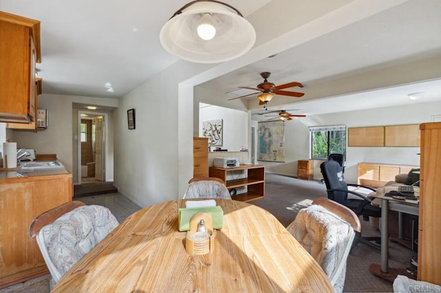 dining space with sink