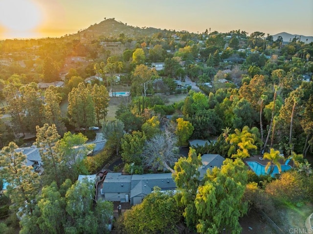 view of aerial view at dusk