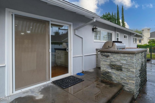 view of patio featuring exterior kitchen