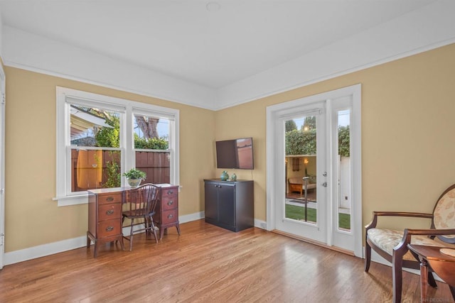 home office featuring light wood-type flooring