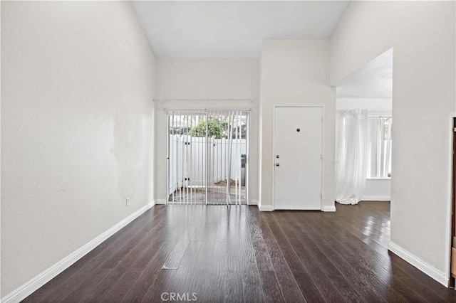 foyer with dark wood-type flooring