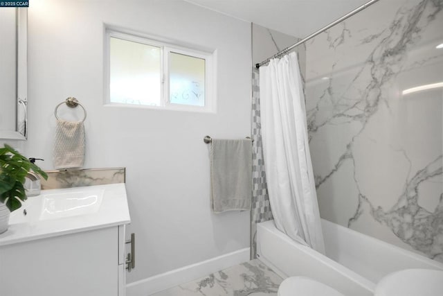 full bathroom featuring vanity, toilet, and shower / tub combo