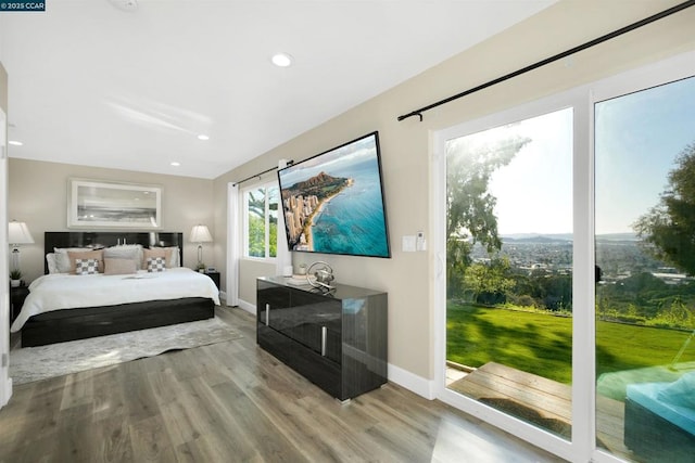 bedroom featuring light hardwood / wood-style floors