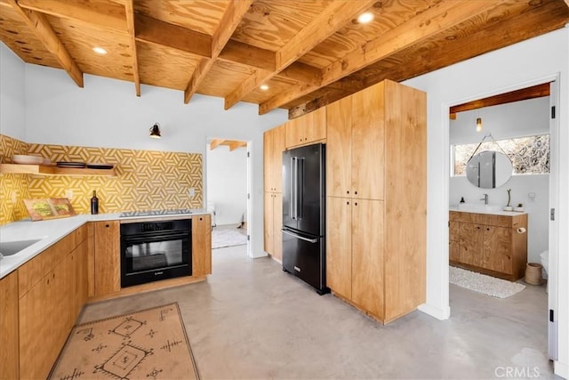 kitchen with black appliances