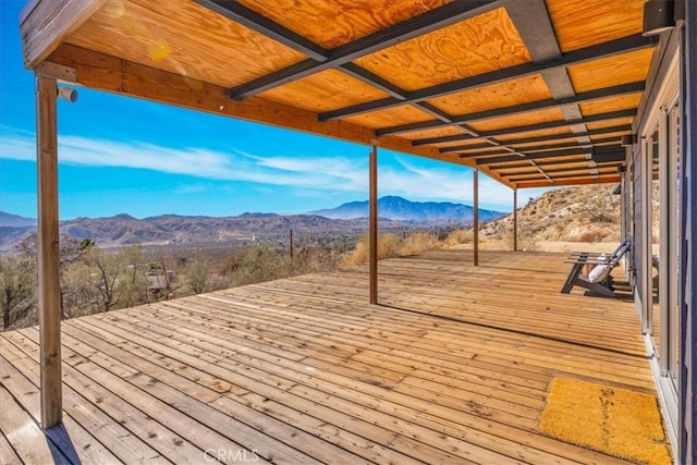 deck featuring a mountain view