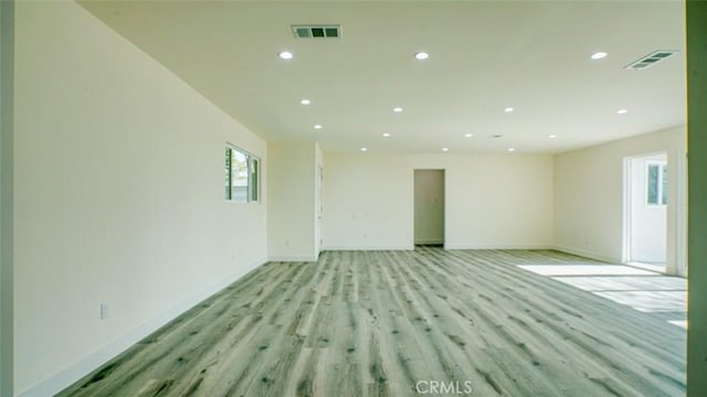 empty room with light wood-type flooring