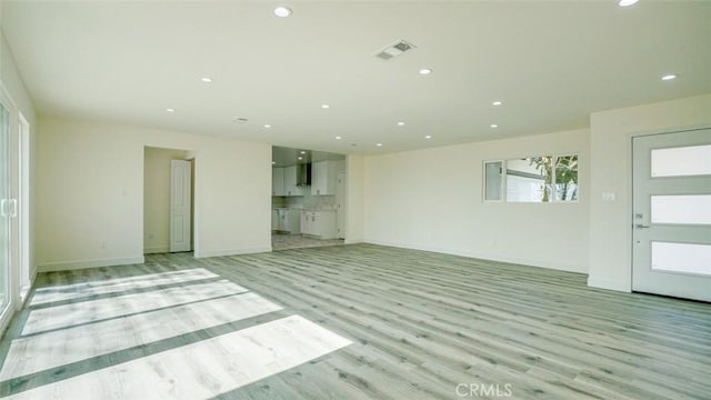 unfurnished living room featuring light hardwood / wood-style floors