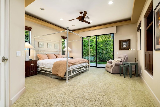 carpeted bedroom with access to exterior