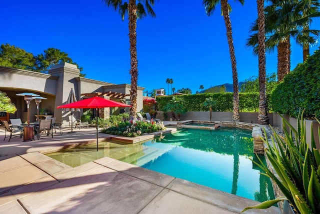 view of pool featuring a patio