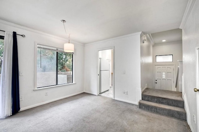 interior space featuring plenty of natural light and ornamental molding