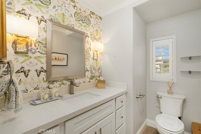 bathroom featuring vanity and toilet