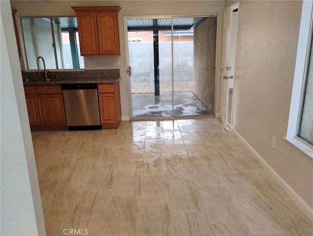 kitchen with stainless steel dishwasher and sink