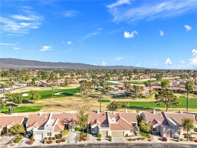 birds eye view of property with a mountain view