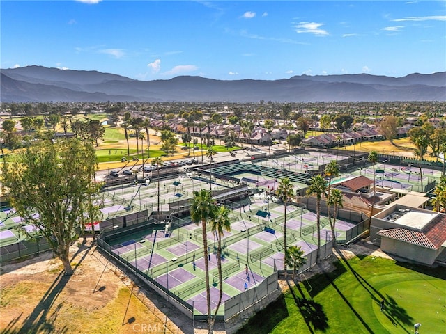 birds eye view of property featuring a mountain view