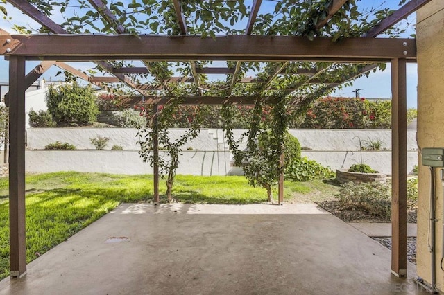 view of patio / terrace featuring a pergola