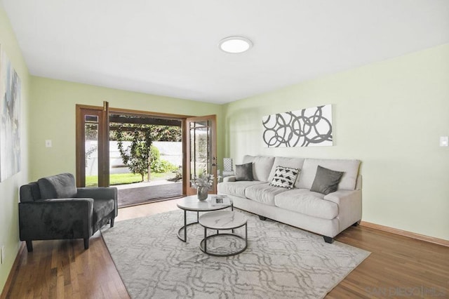 living room featuring wood-type flooring